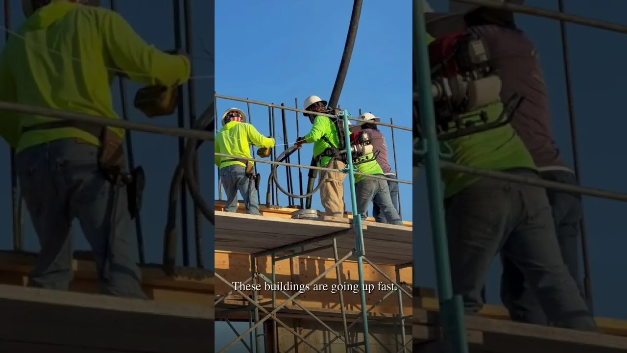 Mid-beam pour on Buildings O and P