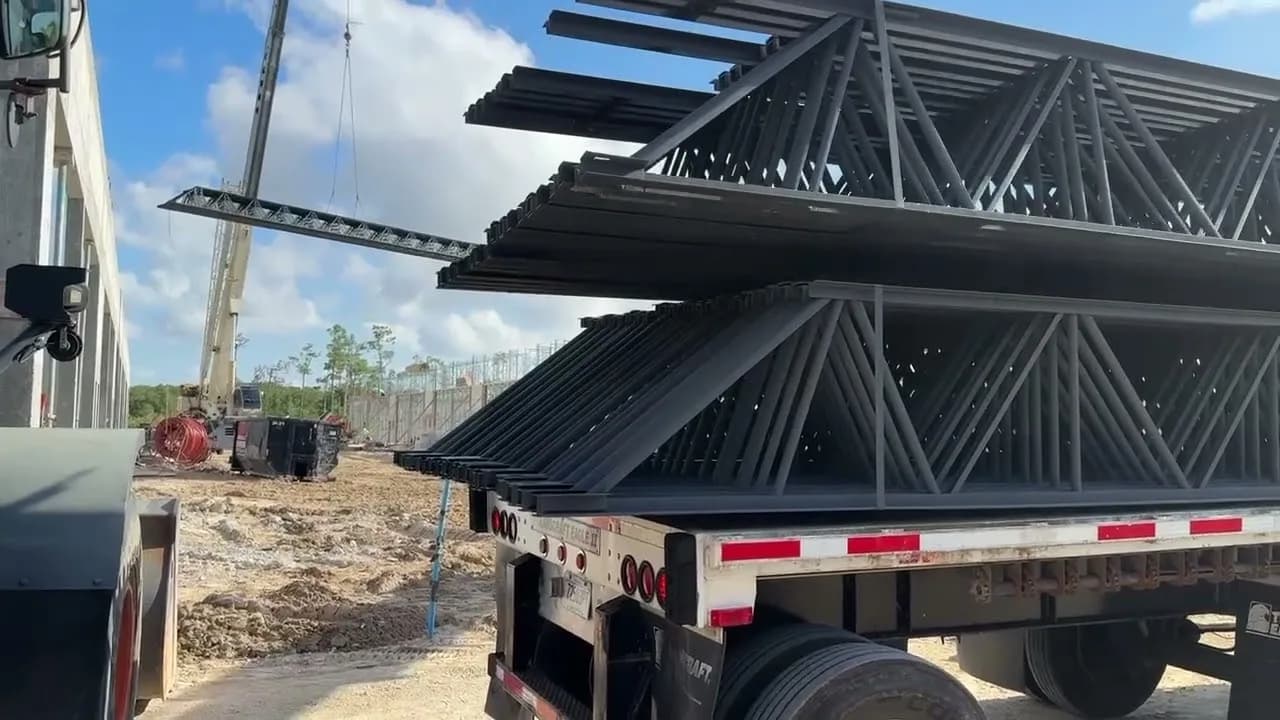 Steel trusses going up on Buildings O & P