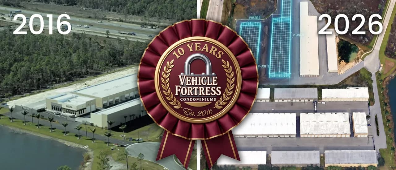 Vehicle Fortress in 2016 and 2026 with a ten-year anniversary emblem